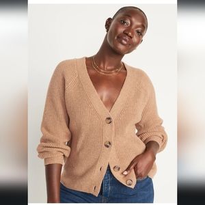 Old Navy Shaker-Stitch Cardigan Sweater Caramel tan size Medium